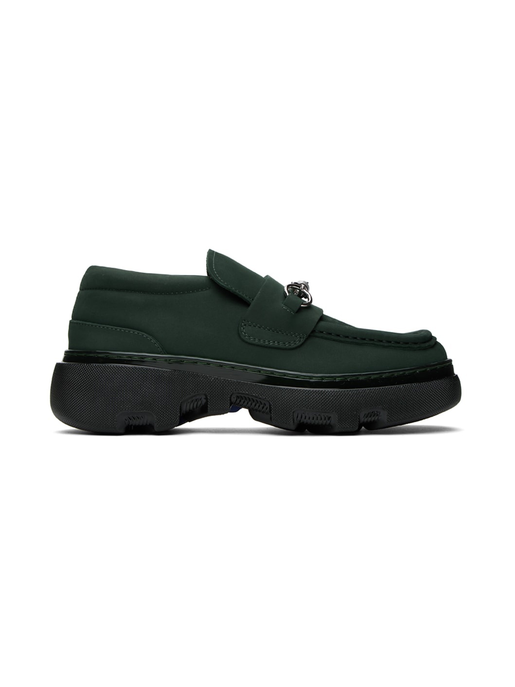 Green Nubuck Creeper Clamp Loafers - 1