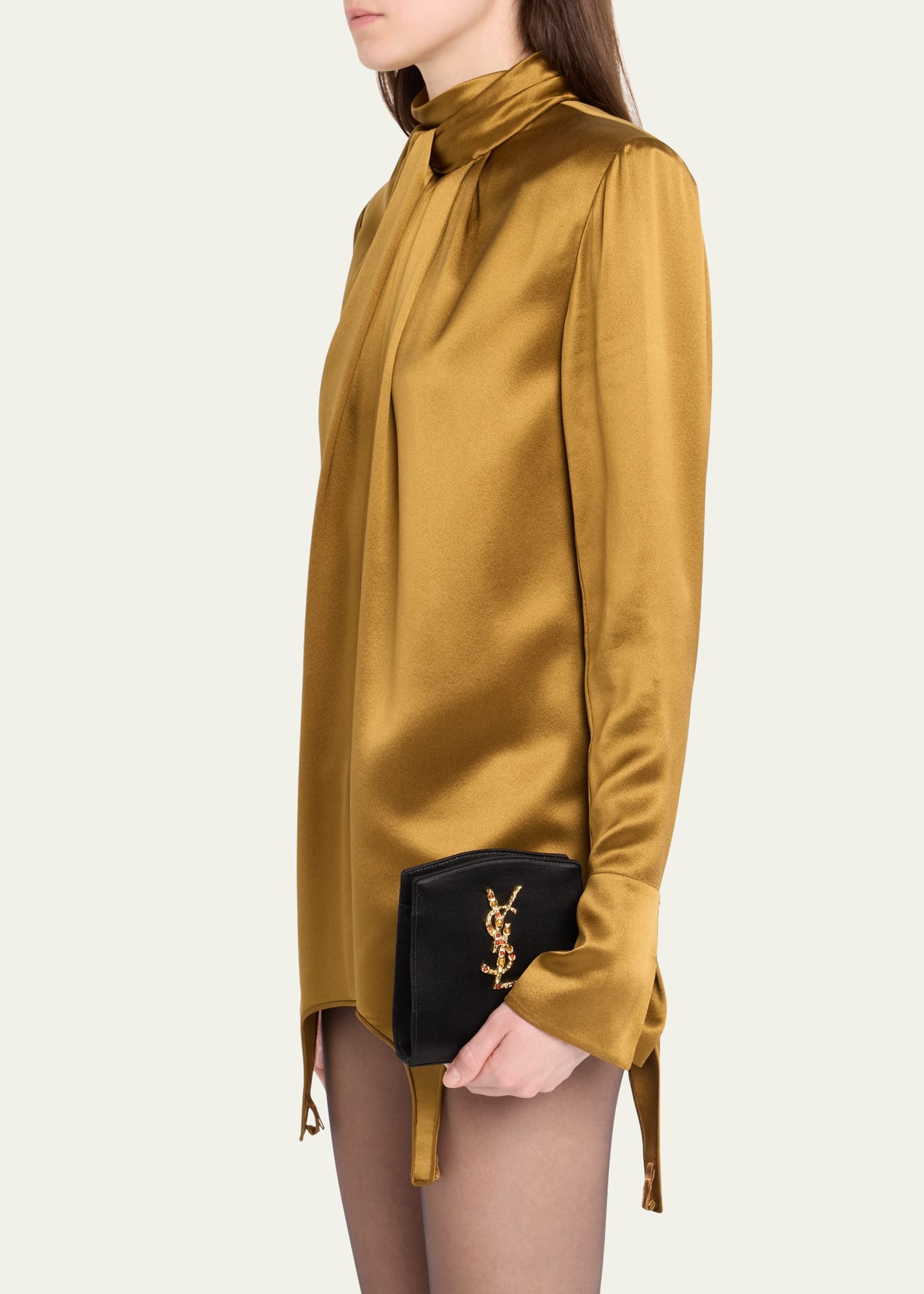 Mini YSL Evening Wristlet in Satin - 2