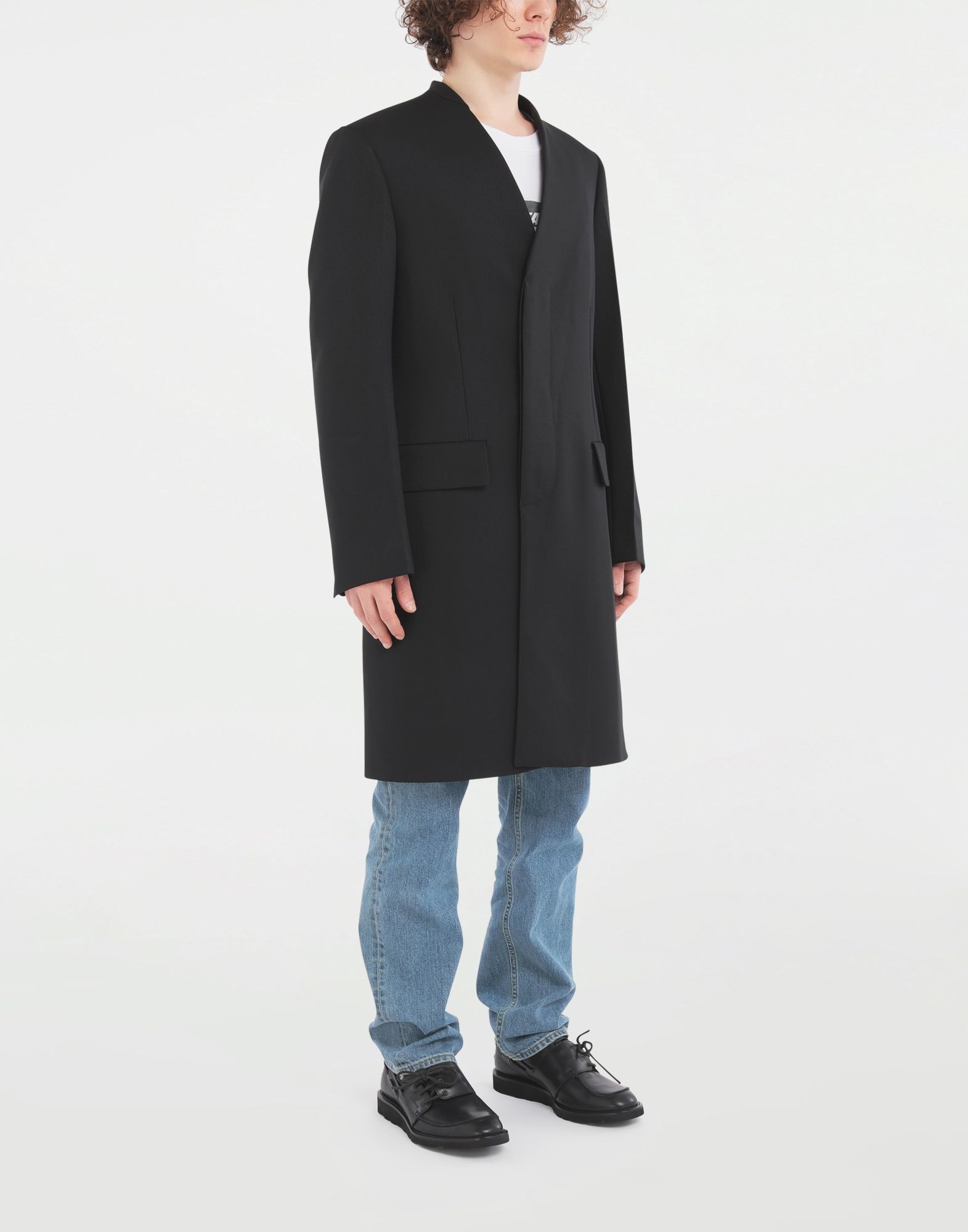 Collarless twill coat - 5