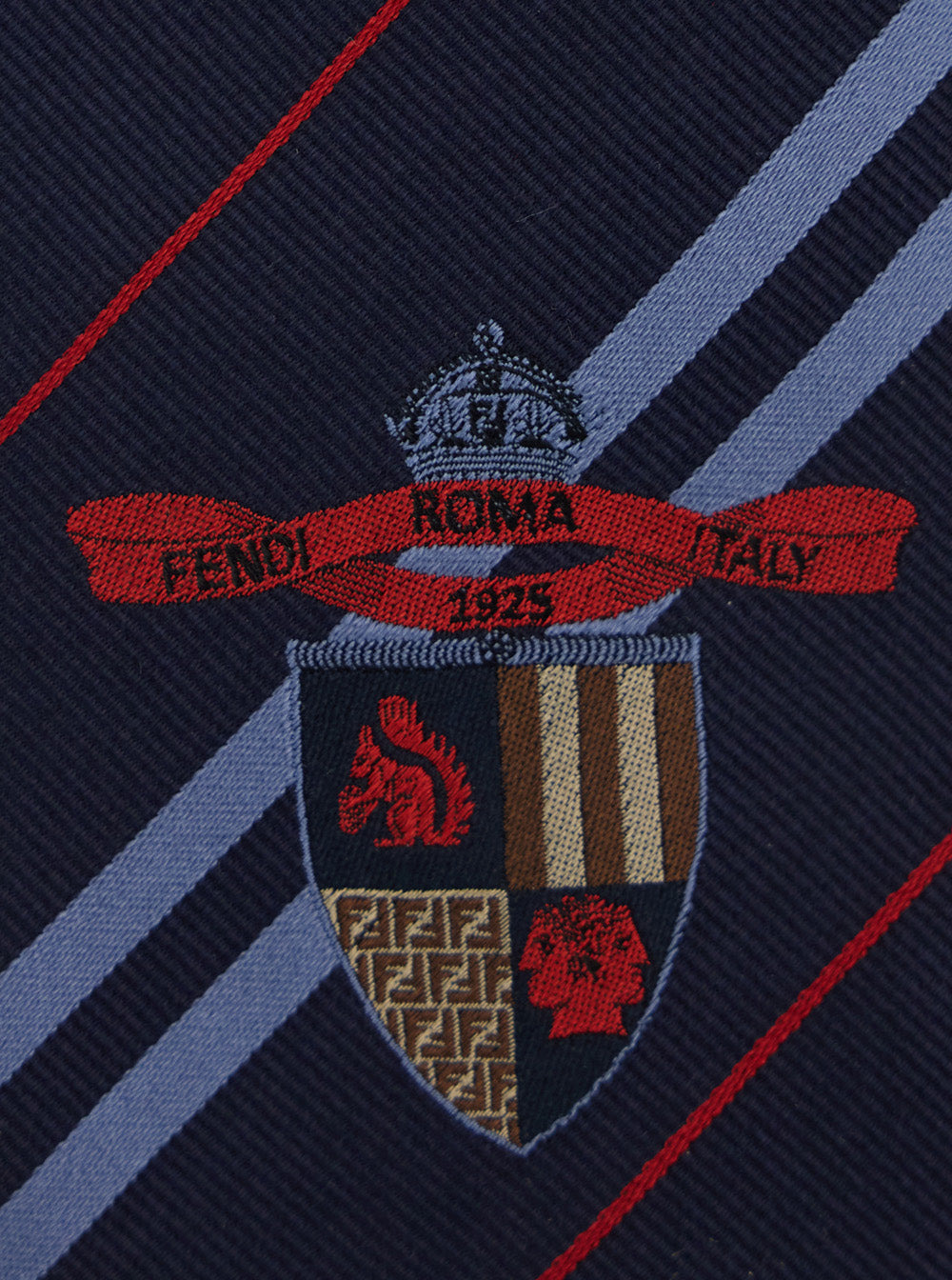 Fendi Men Blue Tie With Logo Detail On The Front And All-Over Striped Motif In Silk Man - 2