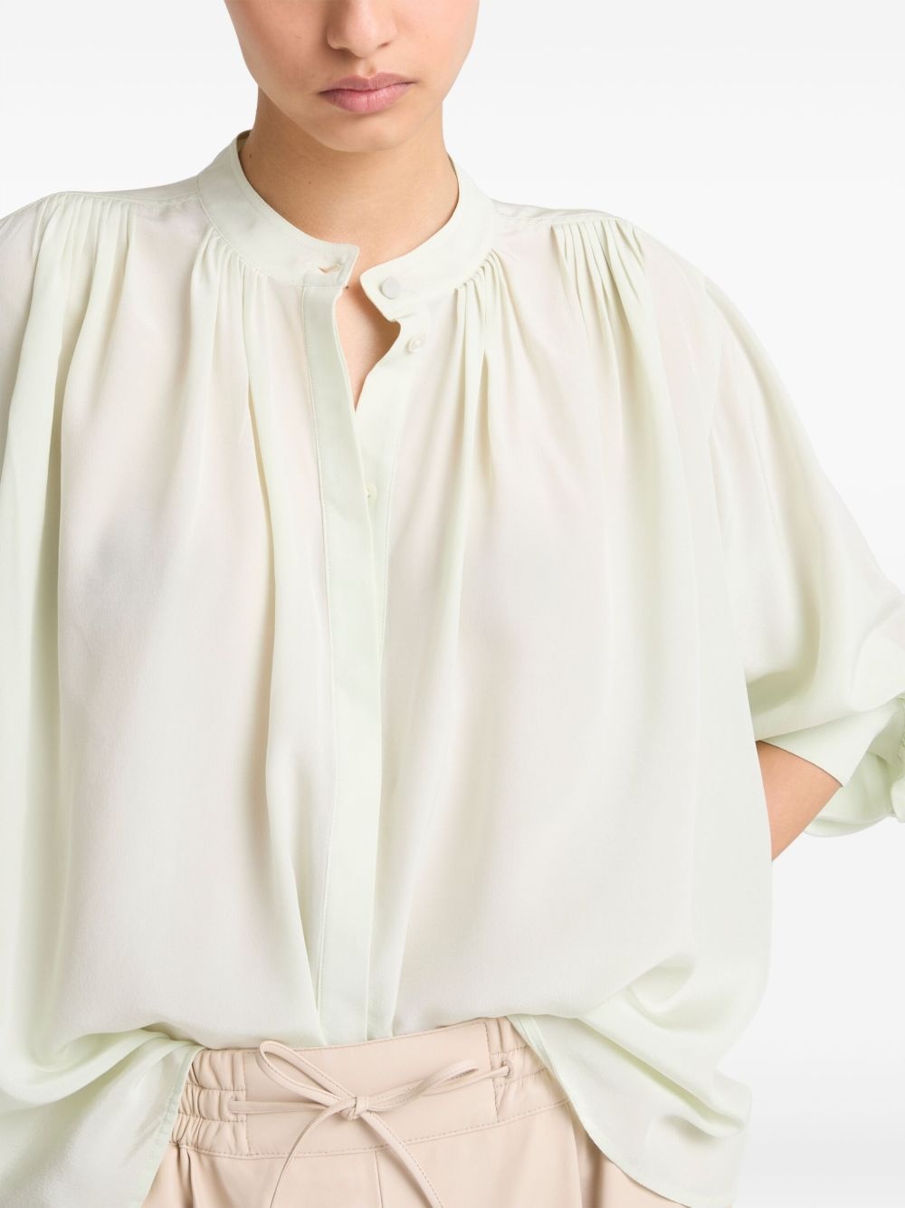 pleated silk shirt - 5