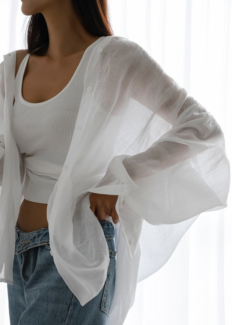Marlow Oversized Linen Shirt - White 9