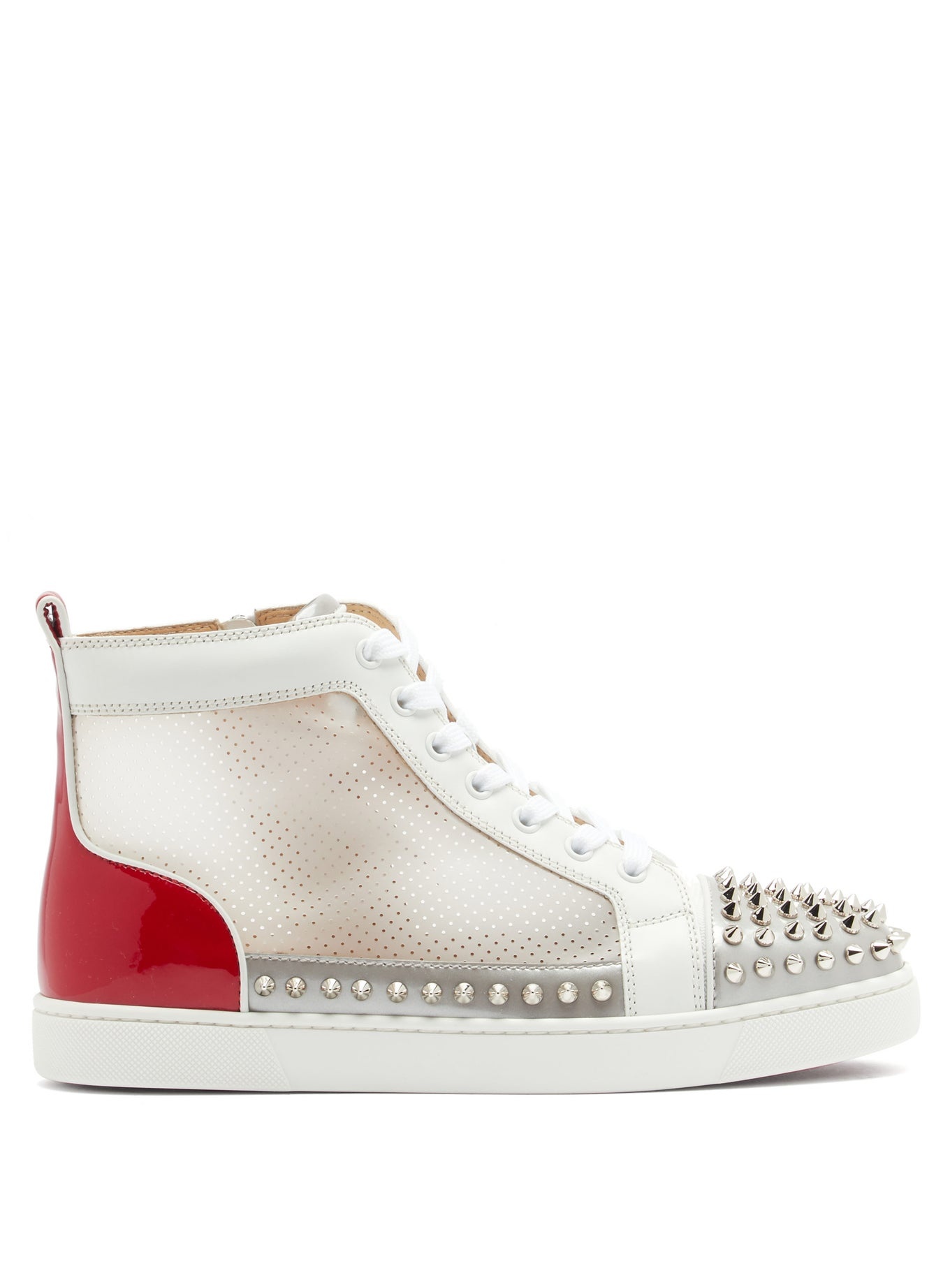 Donna studded leather and mesh high-top trainers - 1