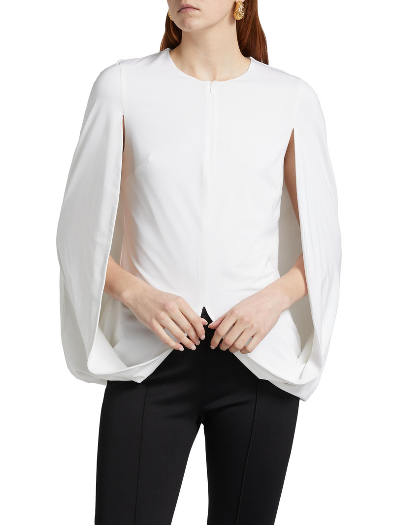 Women's Draped Round-Neck Cape Top - White 3