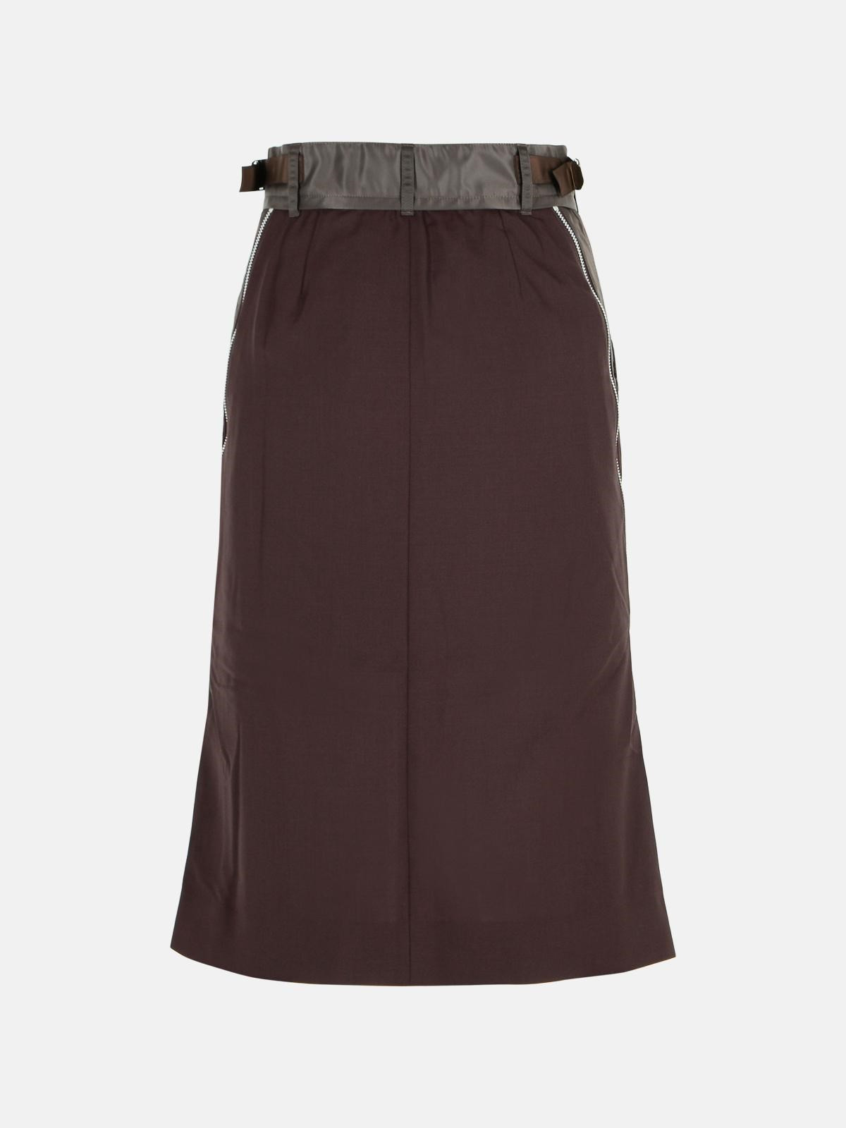 BROWN WOOL BLEND SKIRT - 3