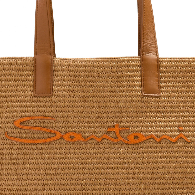 Brown raffia tote bag 7