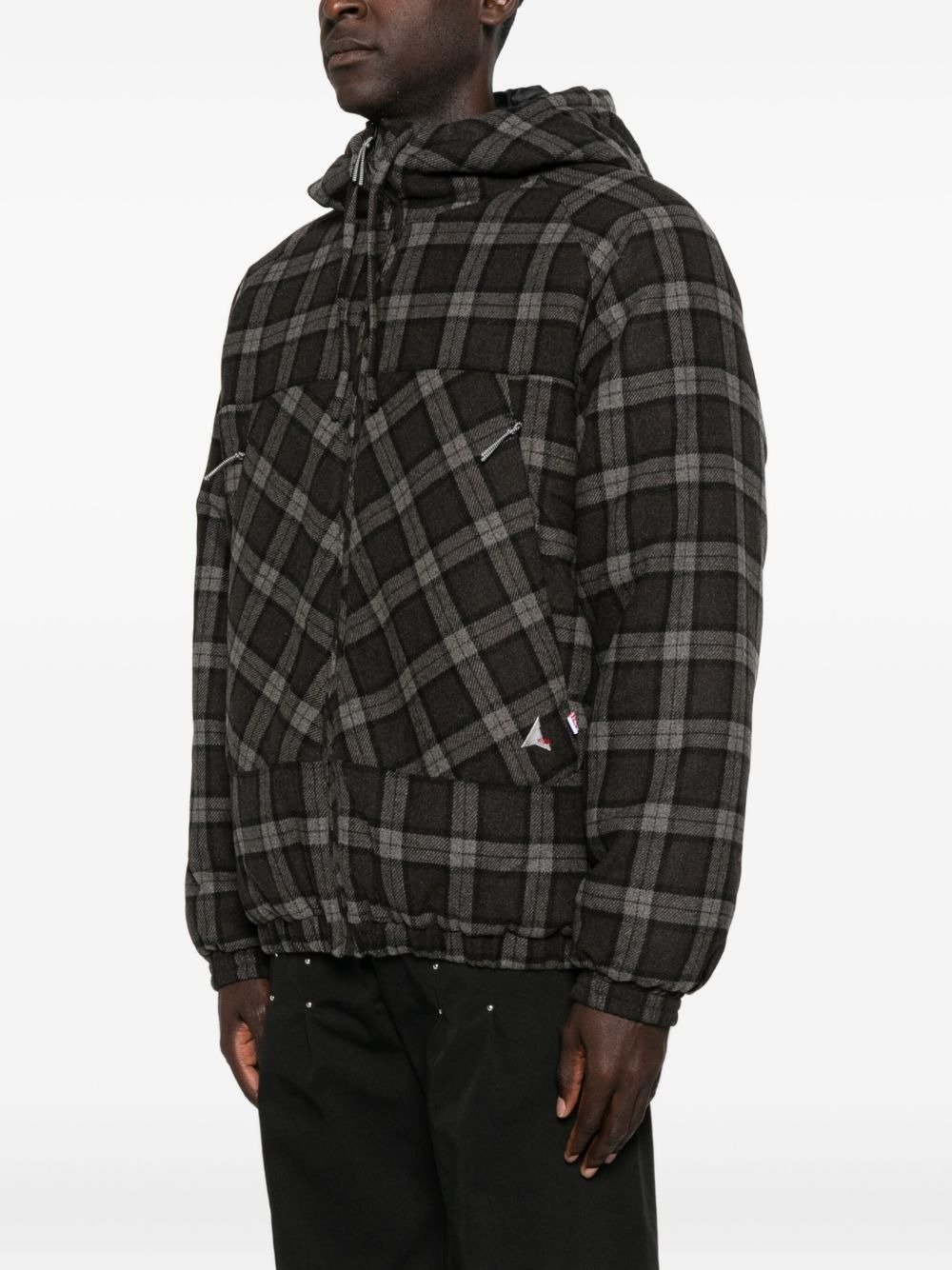 hooded checked jacket - 3