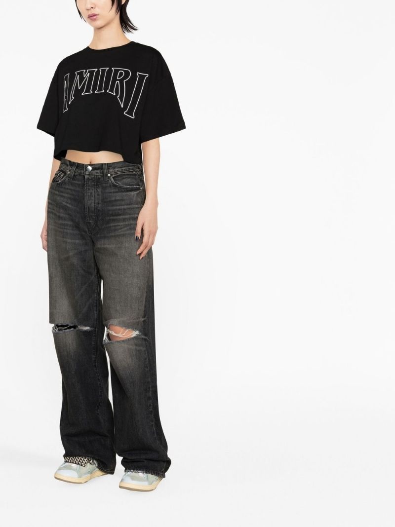 graphic logo-print cropped T-shirt - 2