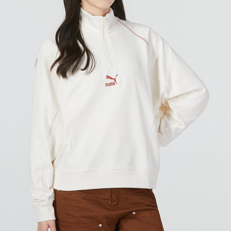 (WMNS) PUMA Das Cc Graphic Half-Zip Crew 'White' 539911-93 - 3