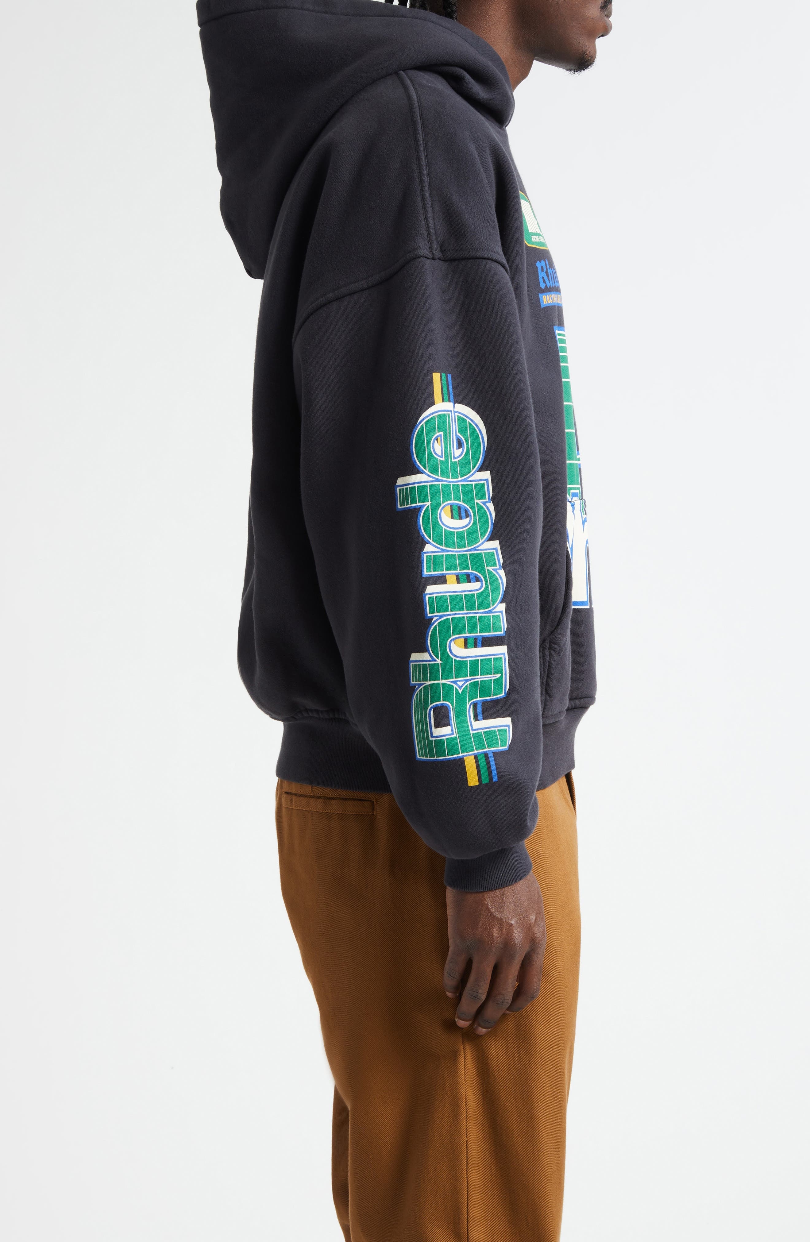 Rhude Roadway Racing Graphic Hoodie in Vintage Black at Nordstrom - 3