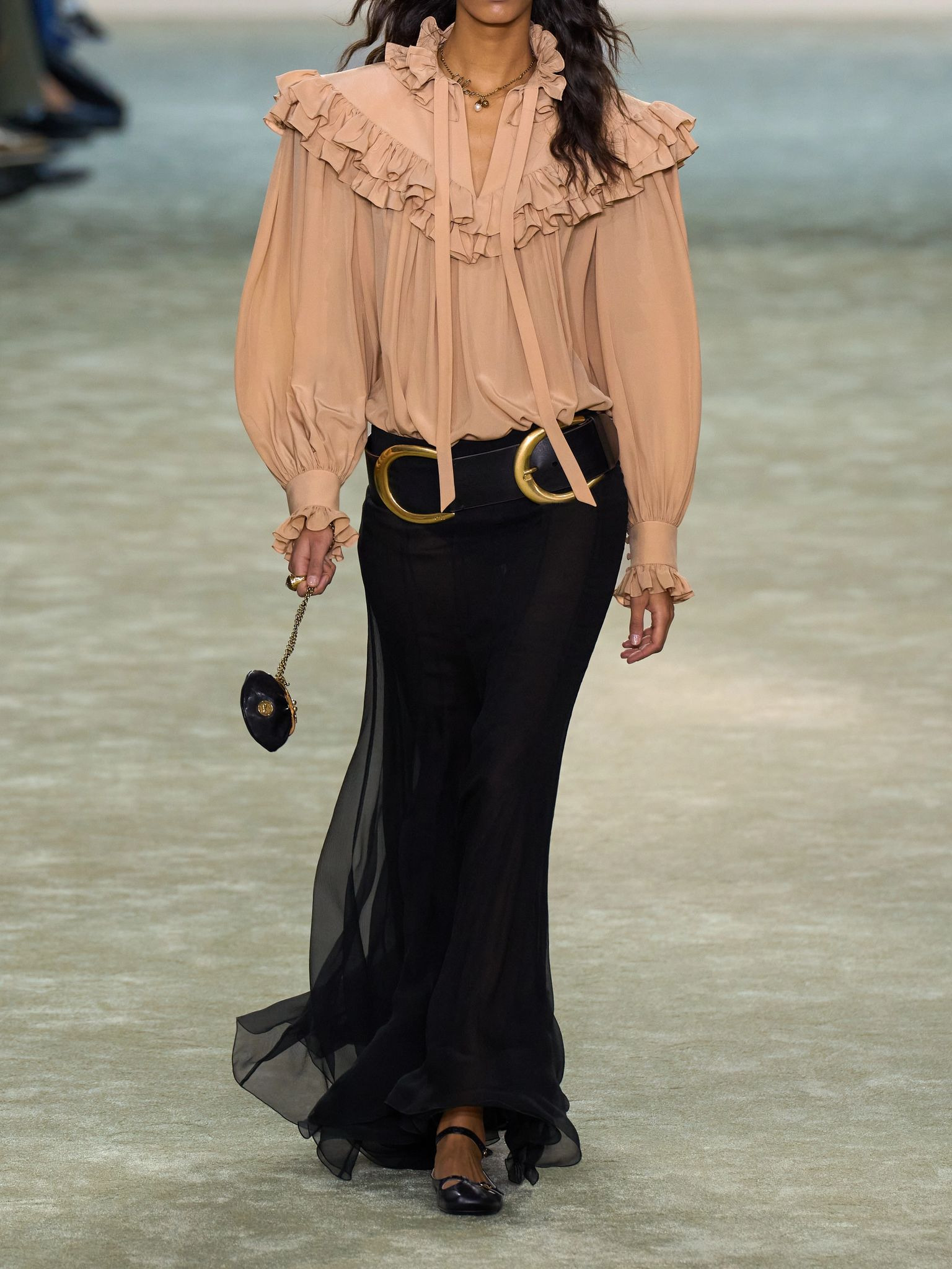Ruffled organic silk blouse Blush - 5