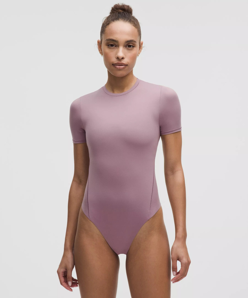 Wundermost Ultra-Soft Nulu Short-Sleeve Crew Thong Bodysuit 1
