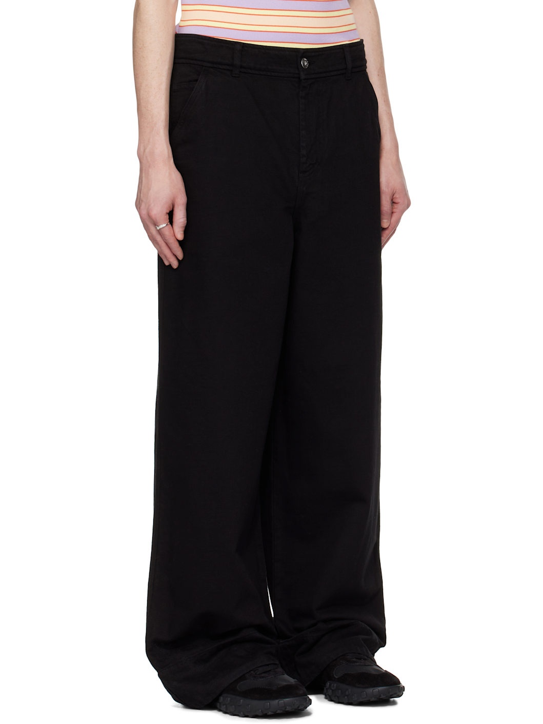 Black High-Waist Wide Leg Trousers - 2