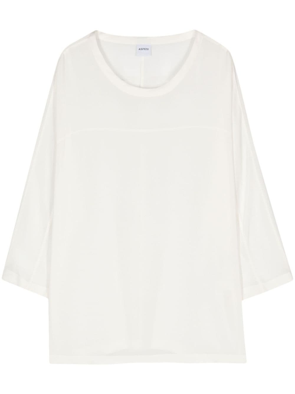 round-neck silk T-shirt - 1
