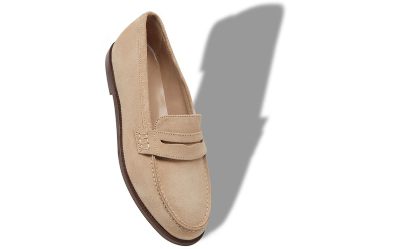 Manolo Blahnik Light Brown Suede Penny Loafers outlook