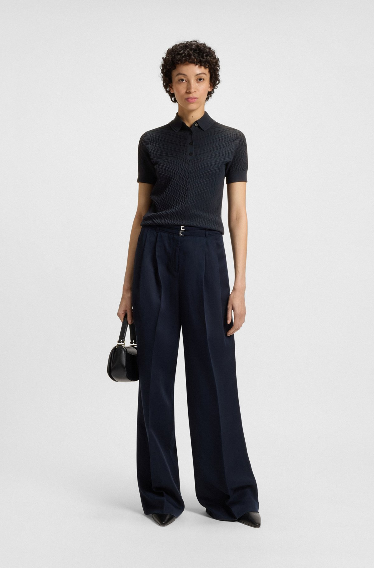 STRUCTURED SWEATER WITH POLO COLLAR - 3
