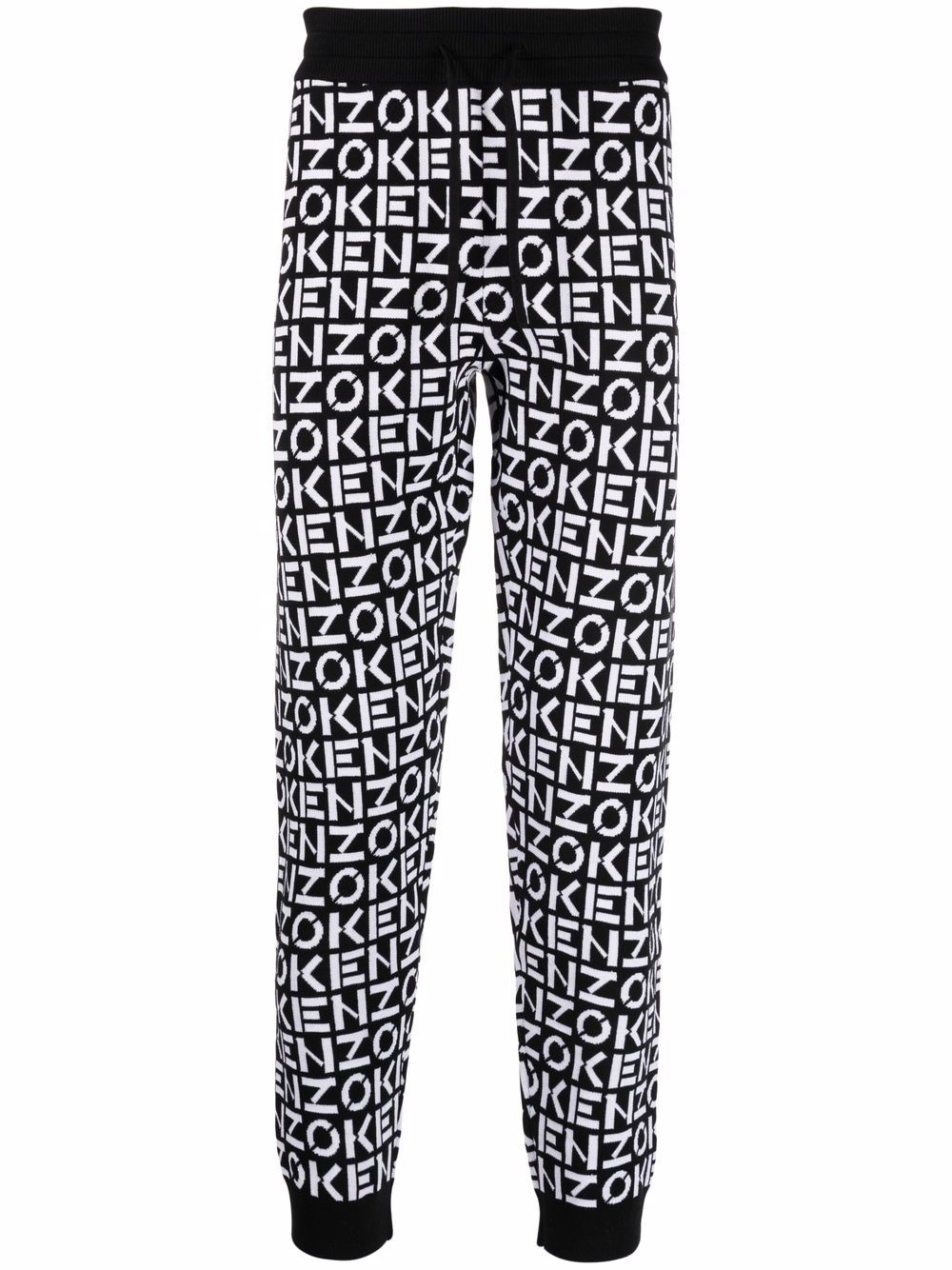 intarsia-knit cotton-blend track trousers - 1