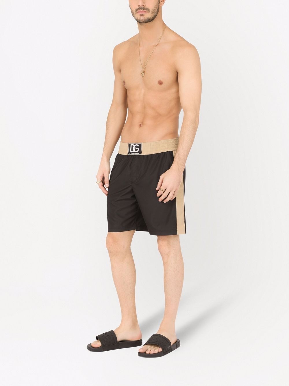 logo-patch colour-block swim shorts - 2