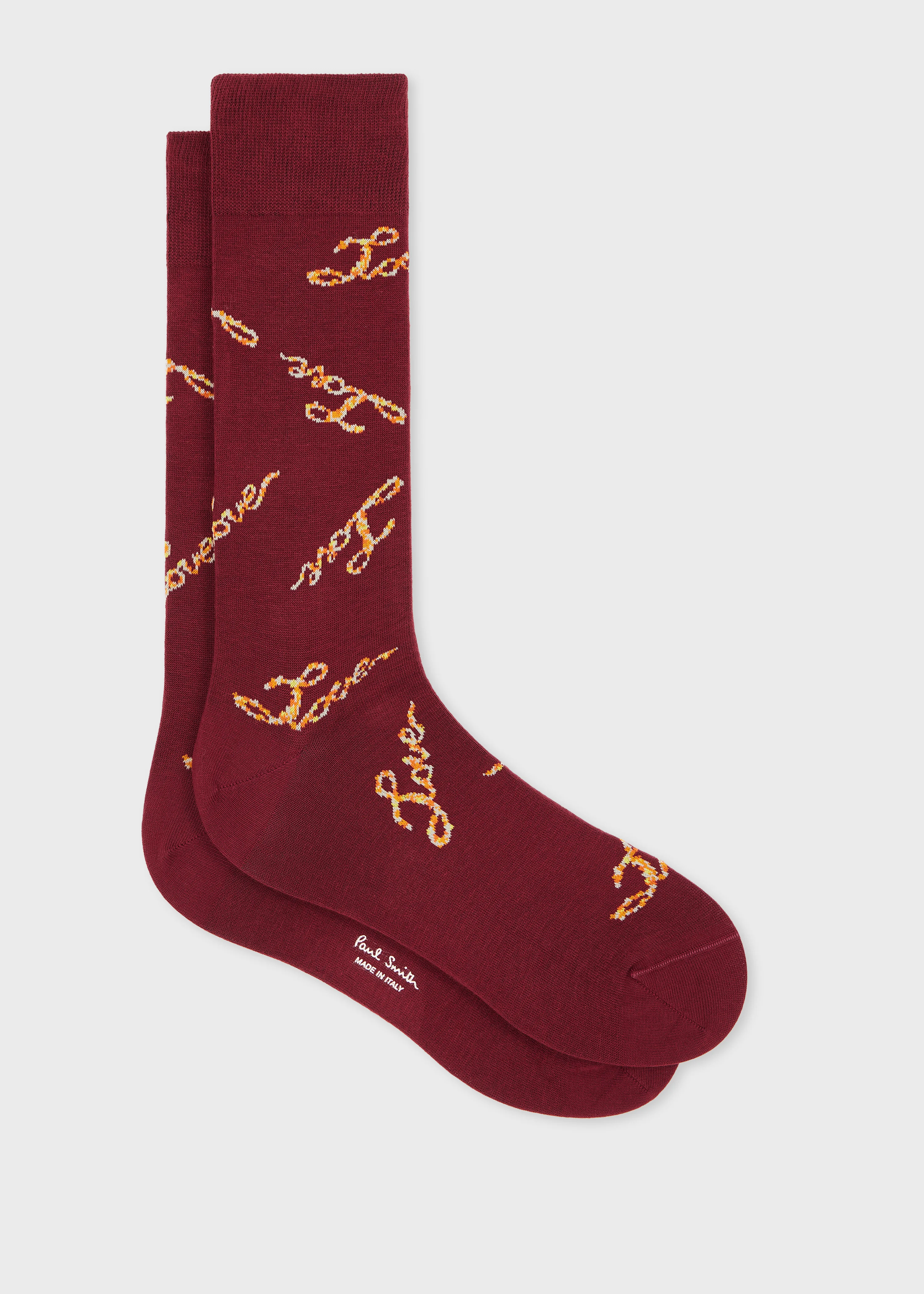 Burgundy 'Love' Socks - 1