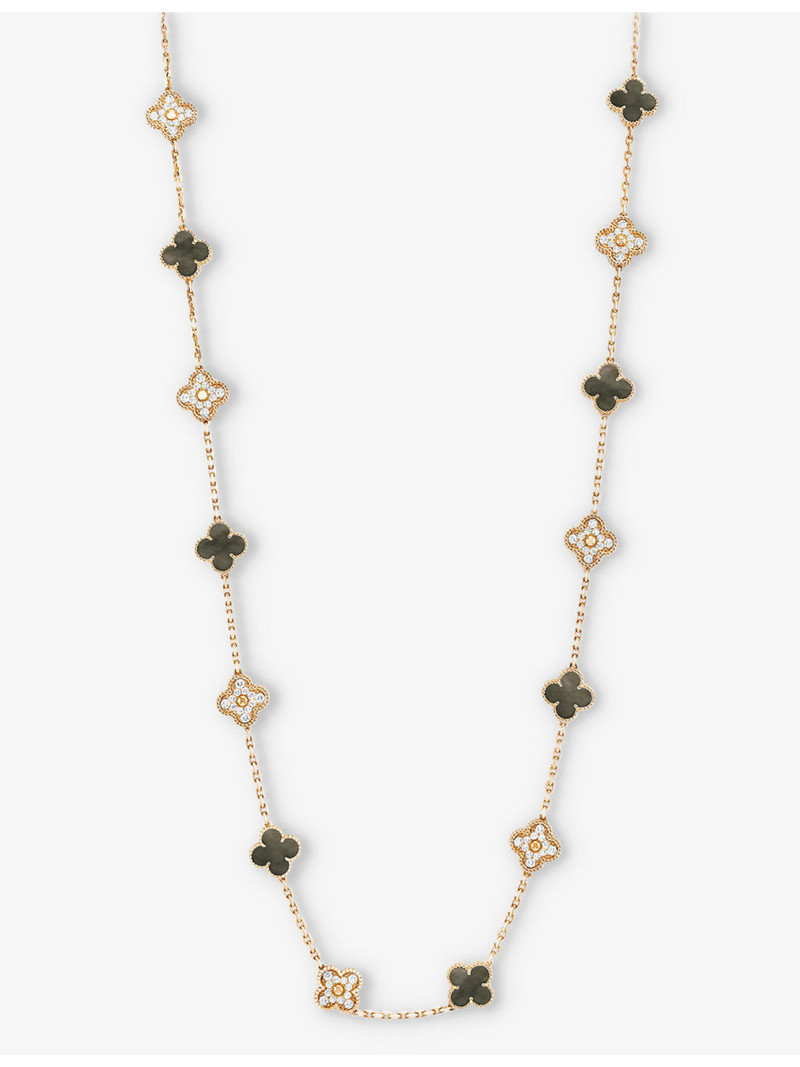 Van Cleef & Arpels Vintage Alhambra rose-gold, mother of pearl and 4.83ct diamond necklace outlook