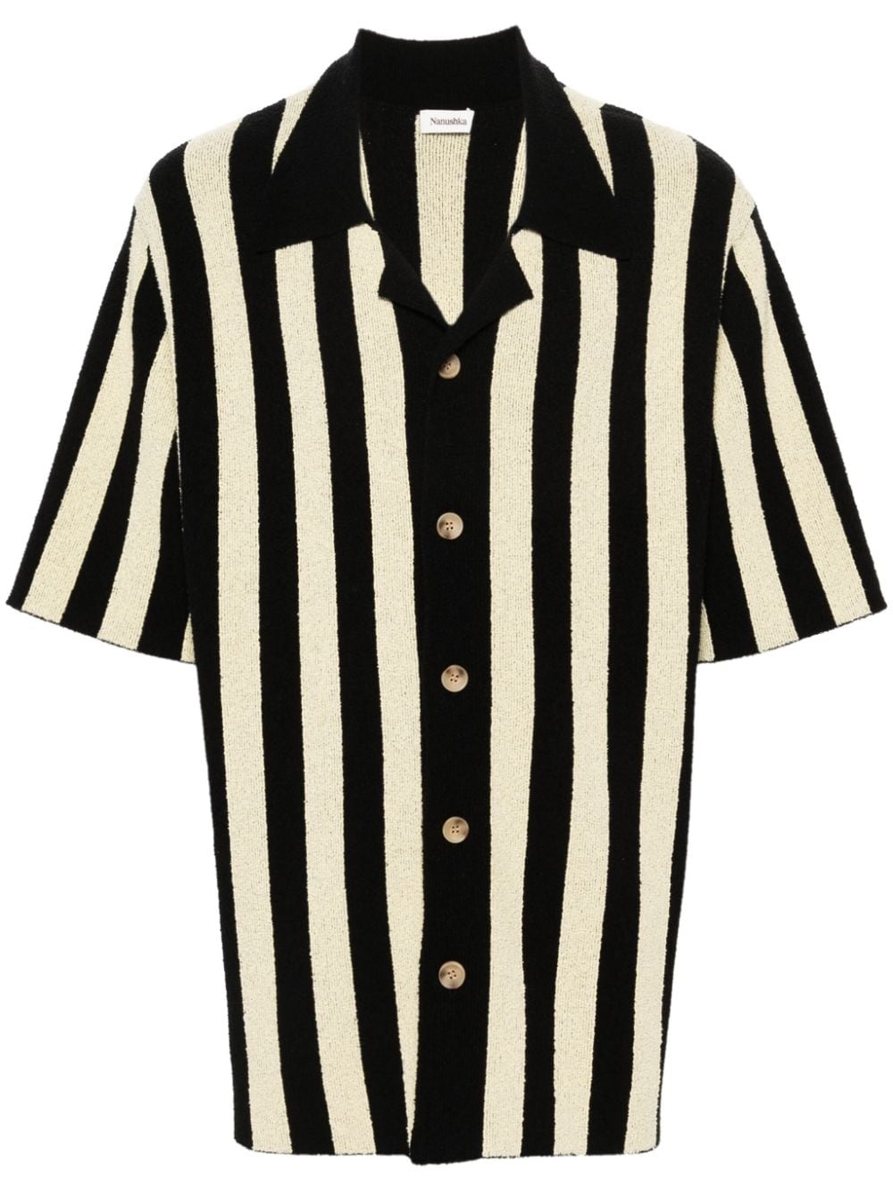 striped camp-collar shirt - 1