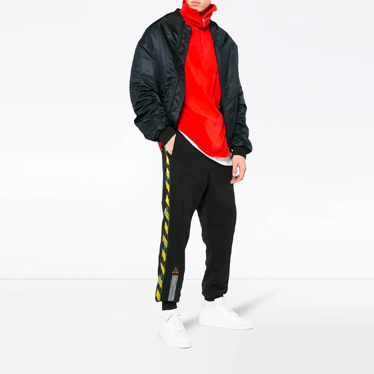 Off-White C/O Virgil Abloh Men's Black Tape Sweat Pants Black OMCH007S180030081000 - 4