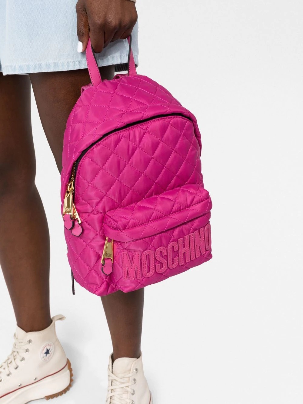 logo quilted backpack - 3