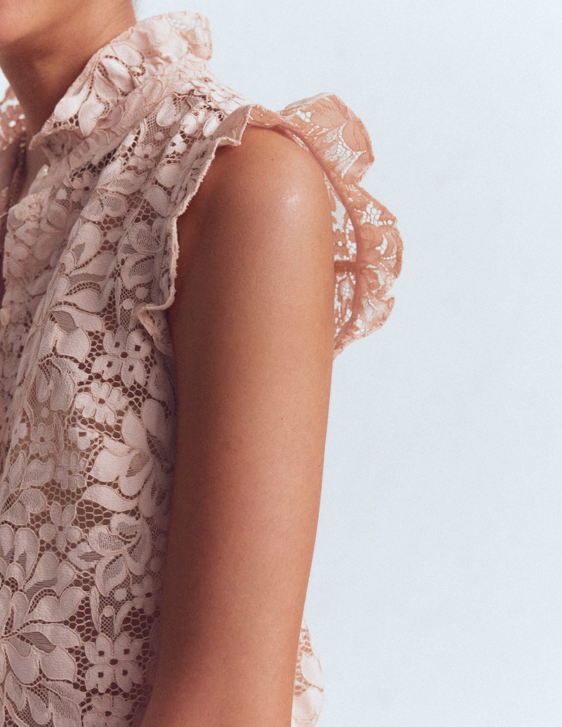 Isabel Sleeveless Lace Top-Pale Pink 4