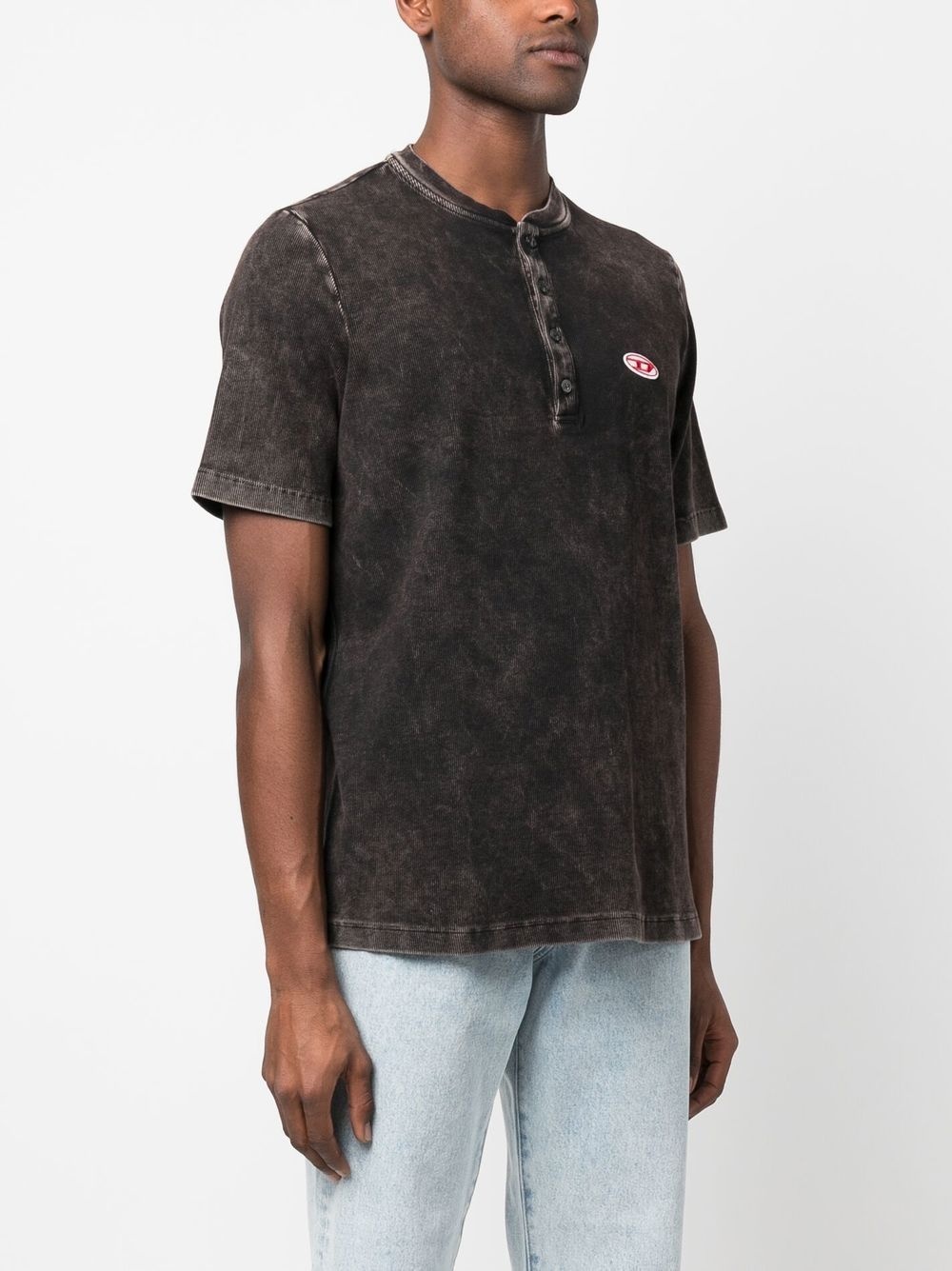 acid-washed shortsleeved henley shirt - 3