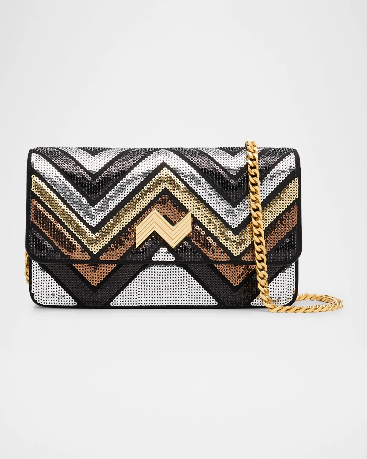 Wave Small Sequin Leather Wallet on Chain - 1