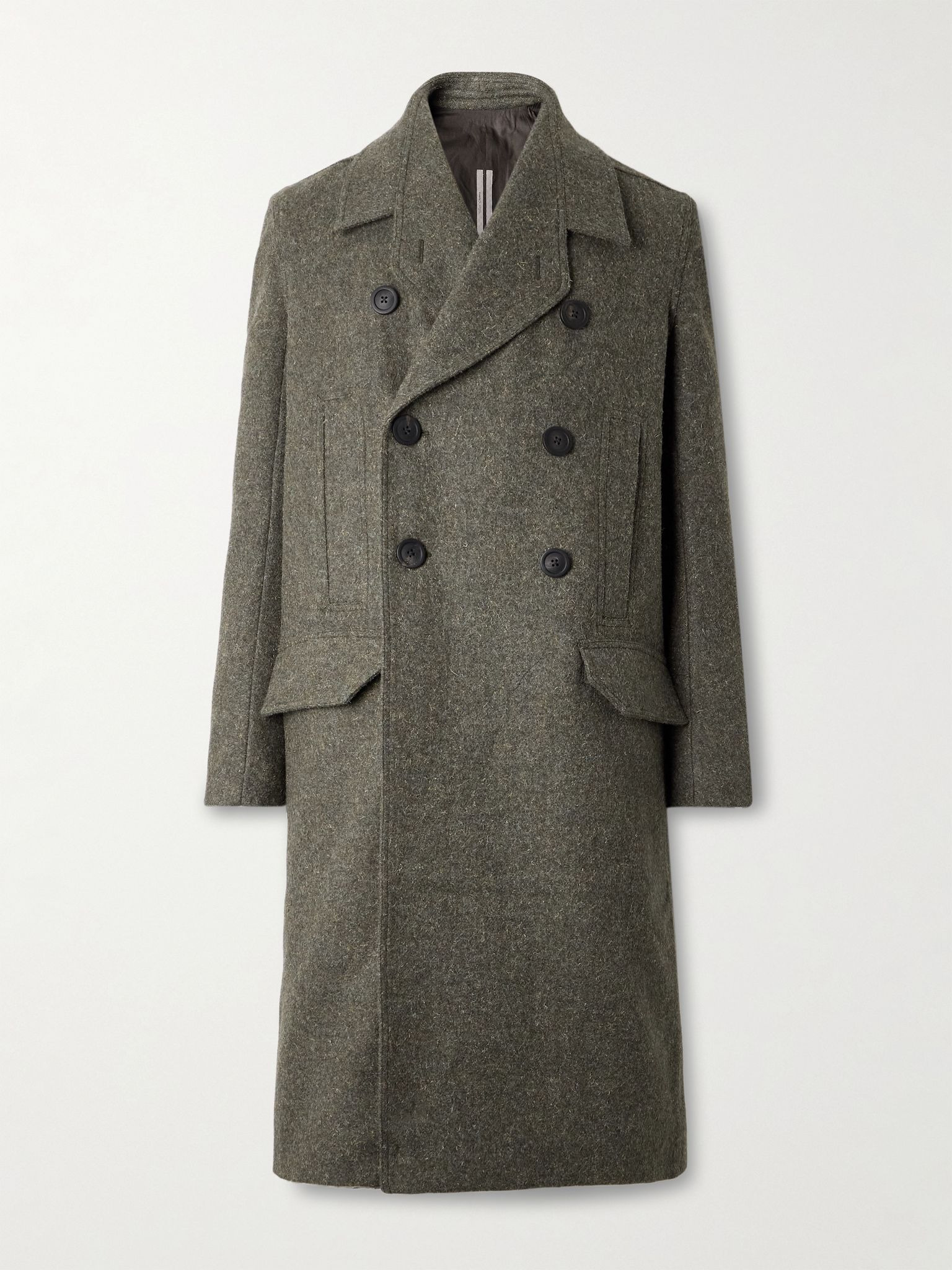 Officer Double-Breasted Melton Wool Coat Green - 1