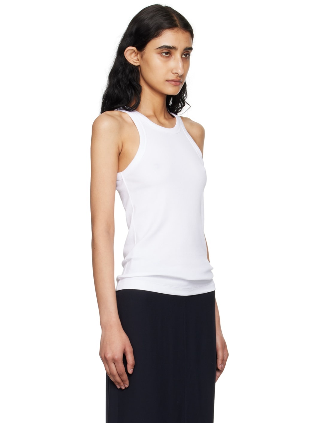 White Curved Tank Top - 2