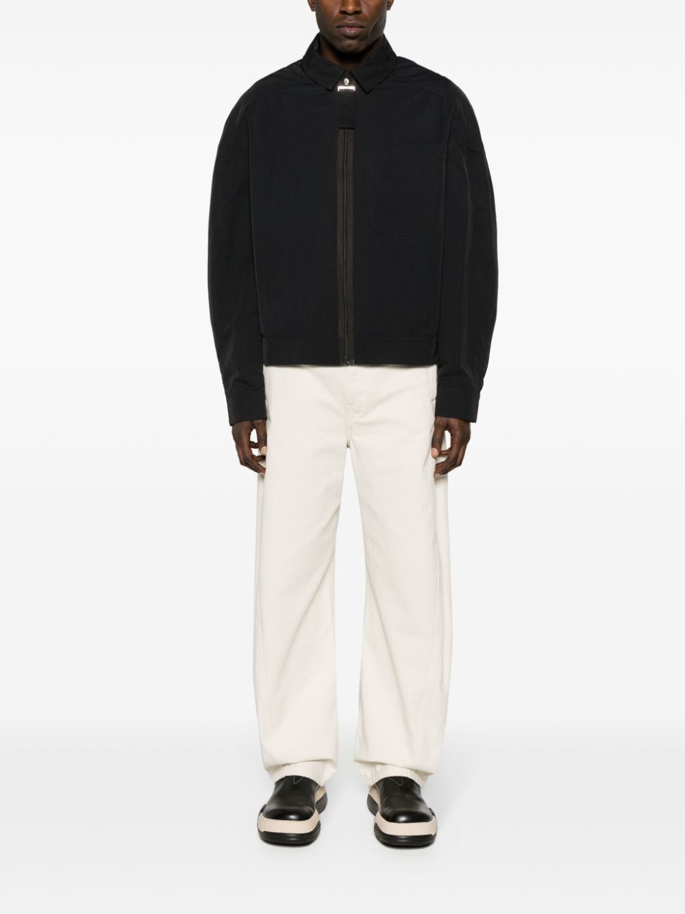 logo-embossed cotton shirt jacket - 2