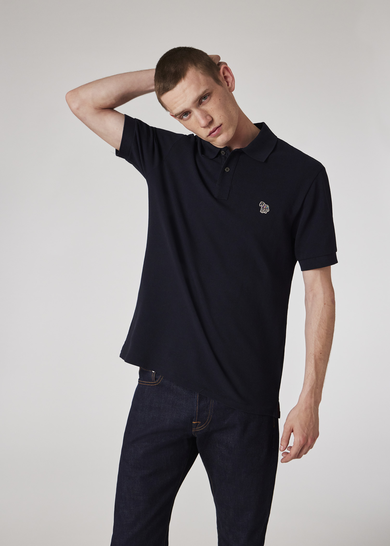 Dark Navy Cotton-Piqué Zebra Logo Polo Shirt - 3