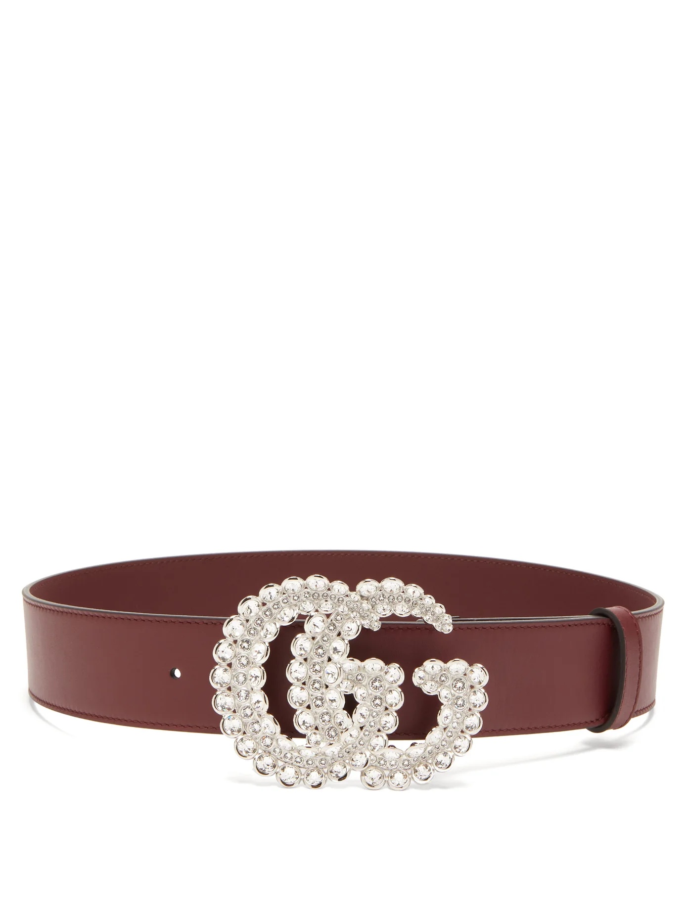 GG crystal-embellished leather belt - 4