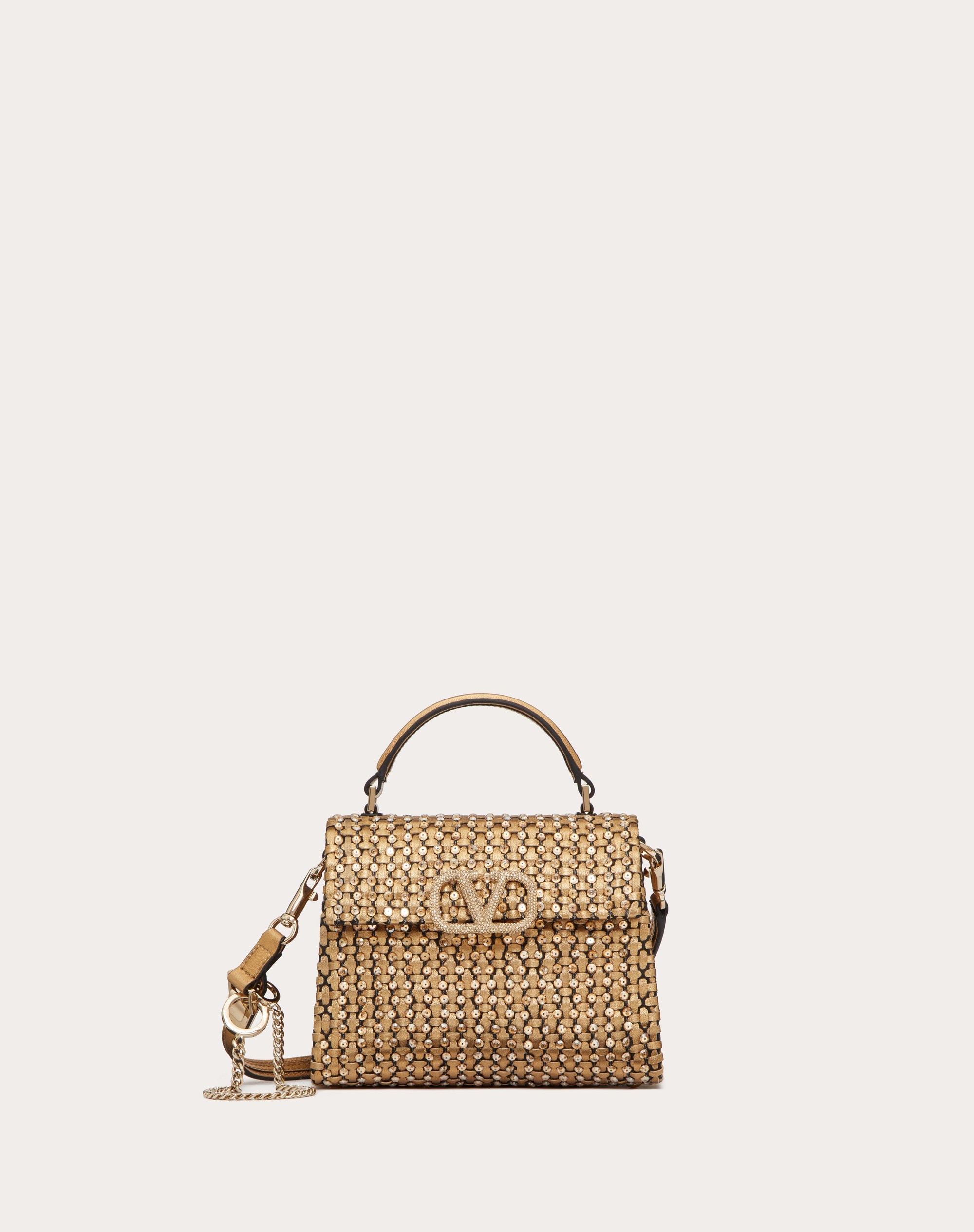 MINI VSLING HANDBAG IN WOVEN METALLIC NAPPA LEATHER - 1