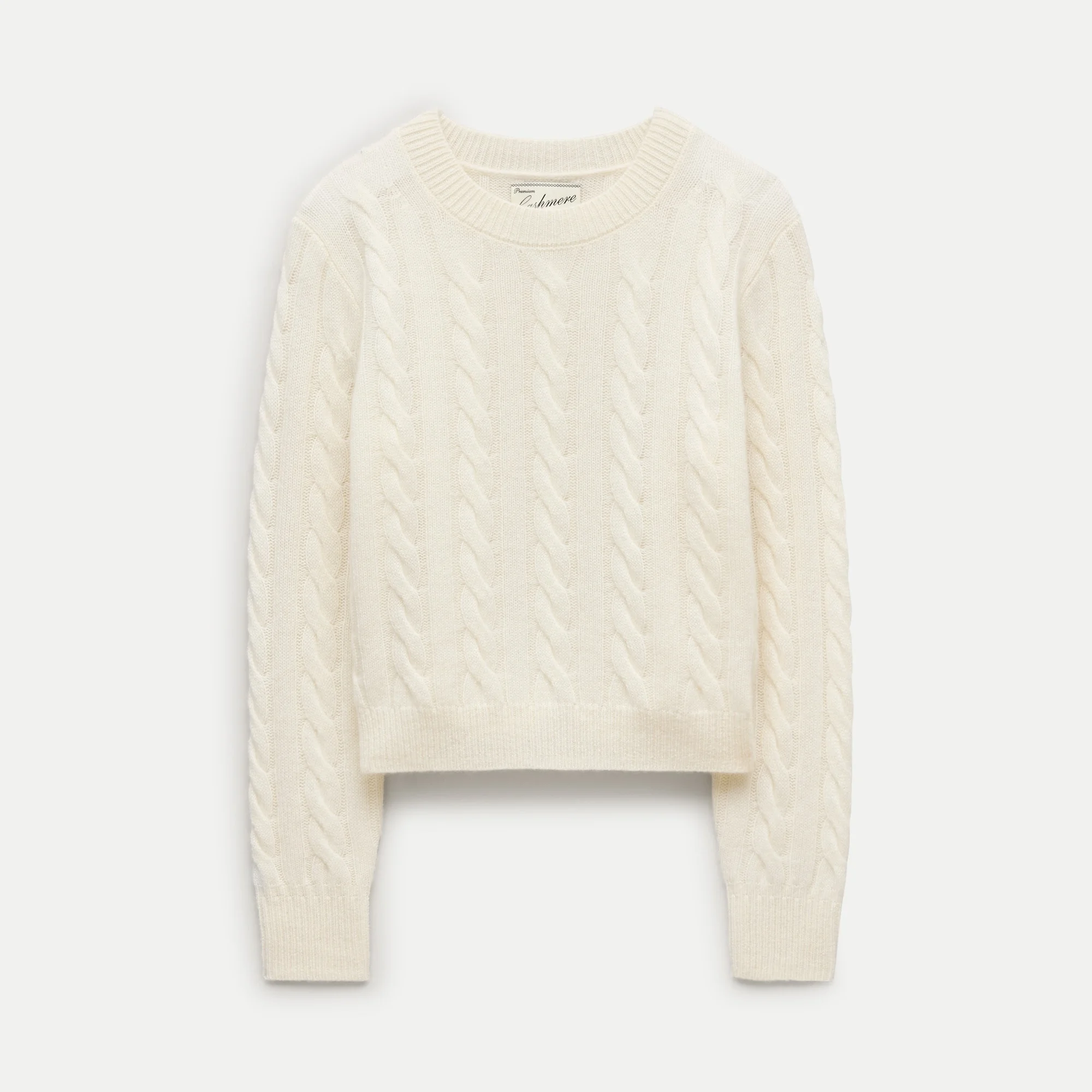 Cashmere shrunken crewneck in cable knit - 1