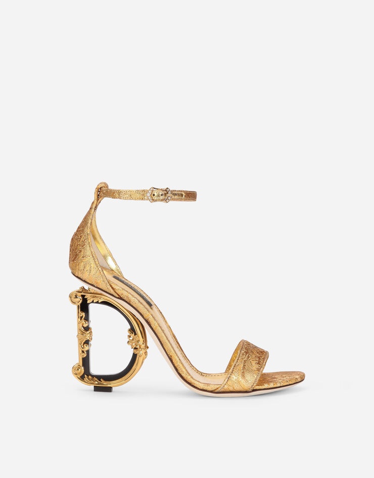 Brocade sandals with baroque DG heel - 1