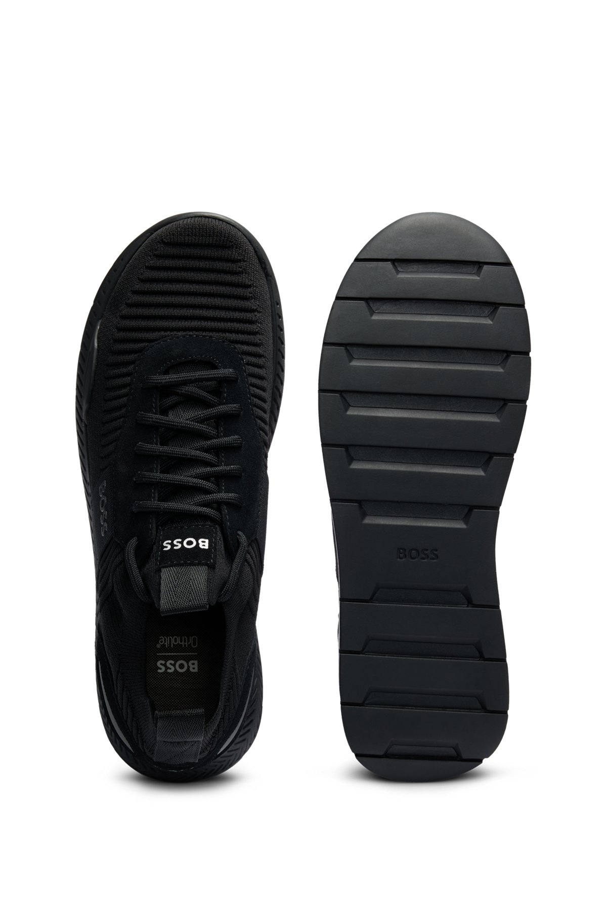 KNITTED-UPPER TRAINERS WITH BRANDING AND SUEDE TRIMS - 4
