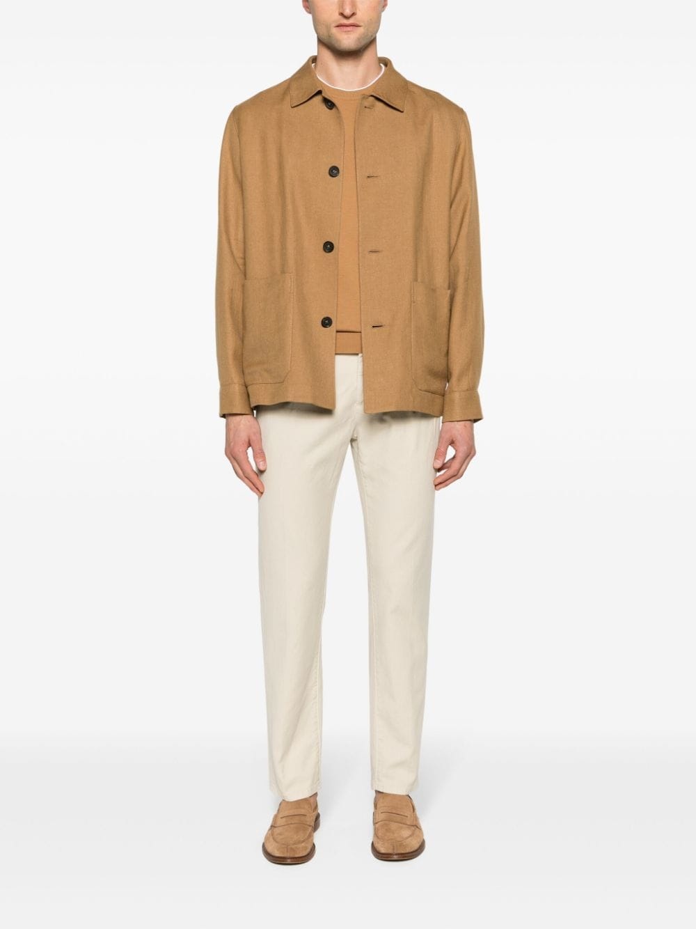linen blend shirt jacket - 2