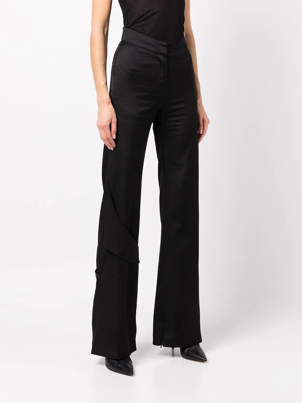 asymmetric wide-leg trousers - 3