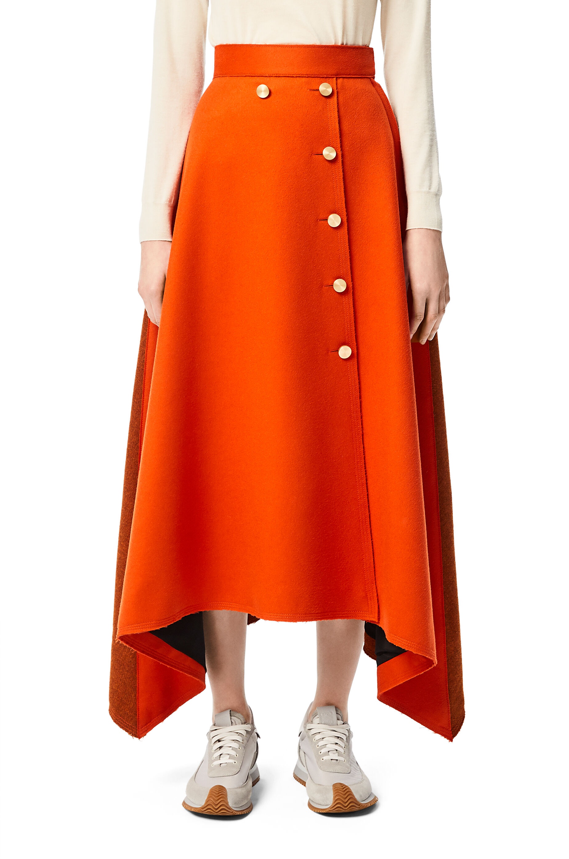 Gold button midi skirt in wool and cashmere - 3