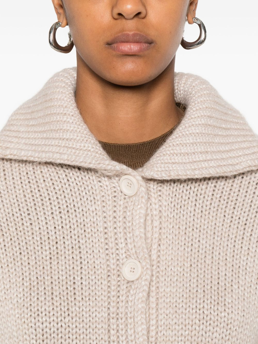 button-front collared cardigan - 5