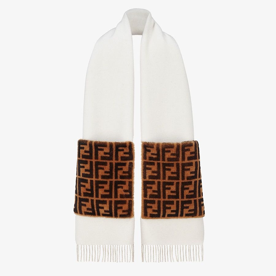White wool and cashmere scarf - 2
