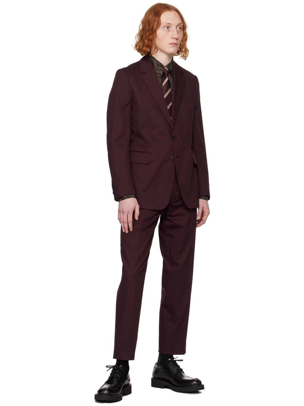 Burgundy Soft Constructed Suit - 5