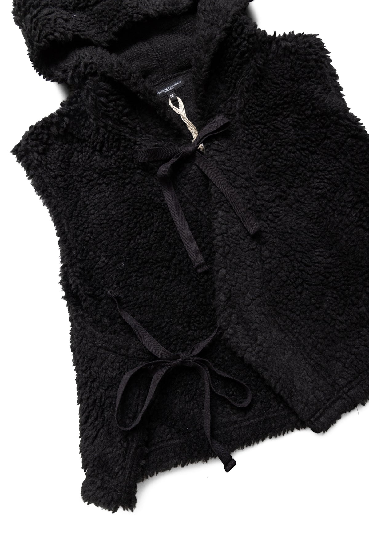 Hooded Knit Vest Polyester Shearling - Black - 7