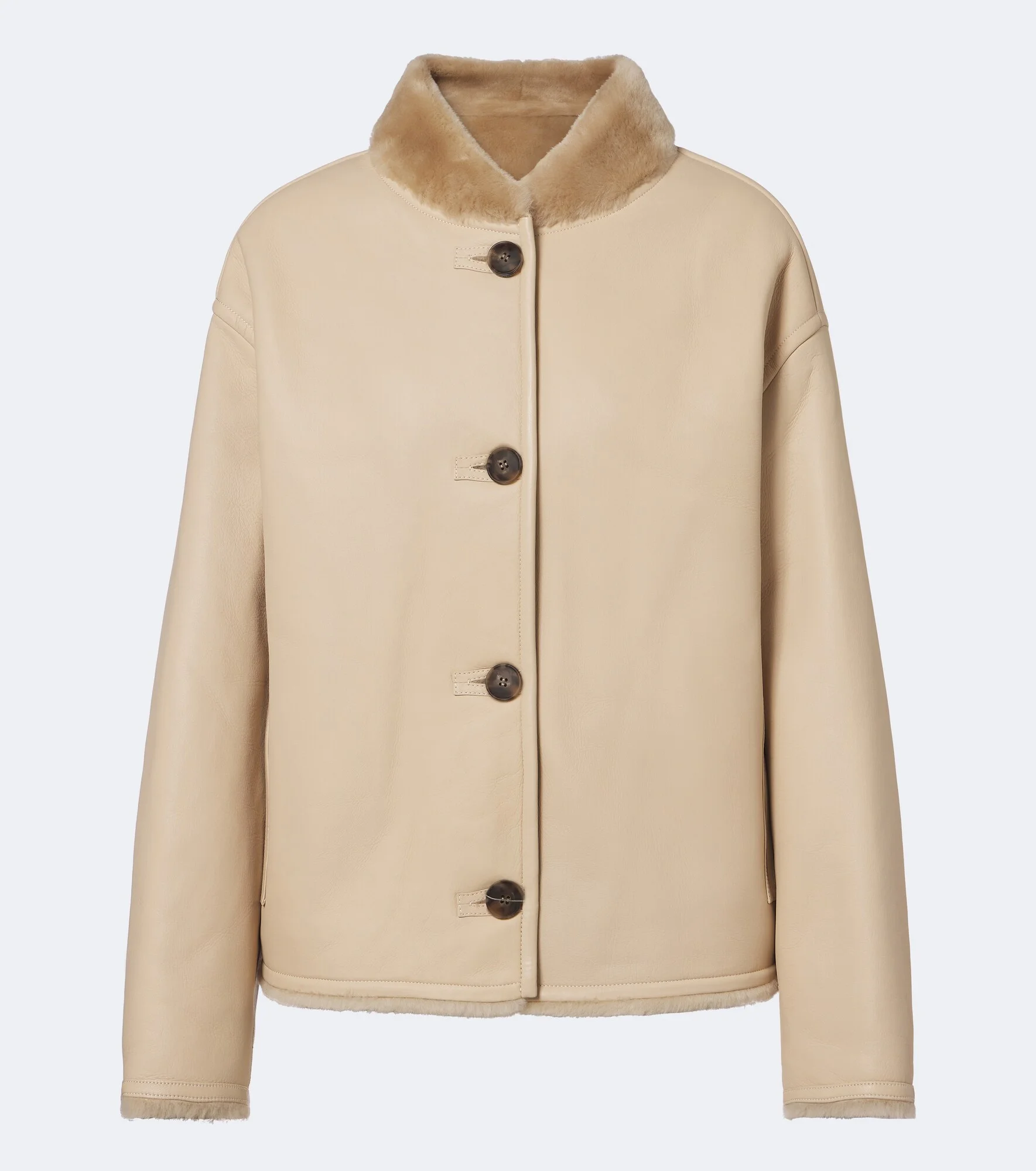 Reversible shearling-trimmed leather jacket - 1