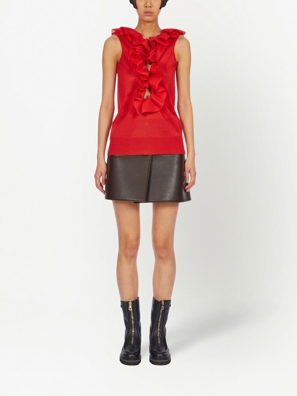 frill-detail virgin wool top - 2