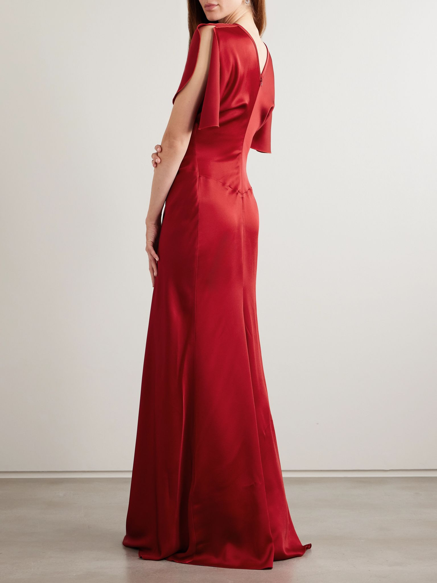 Gathered satin gown Red - 3