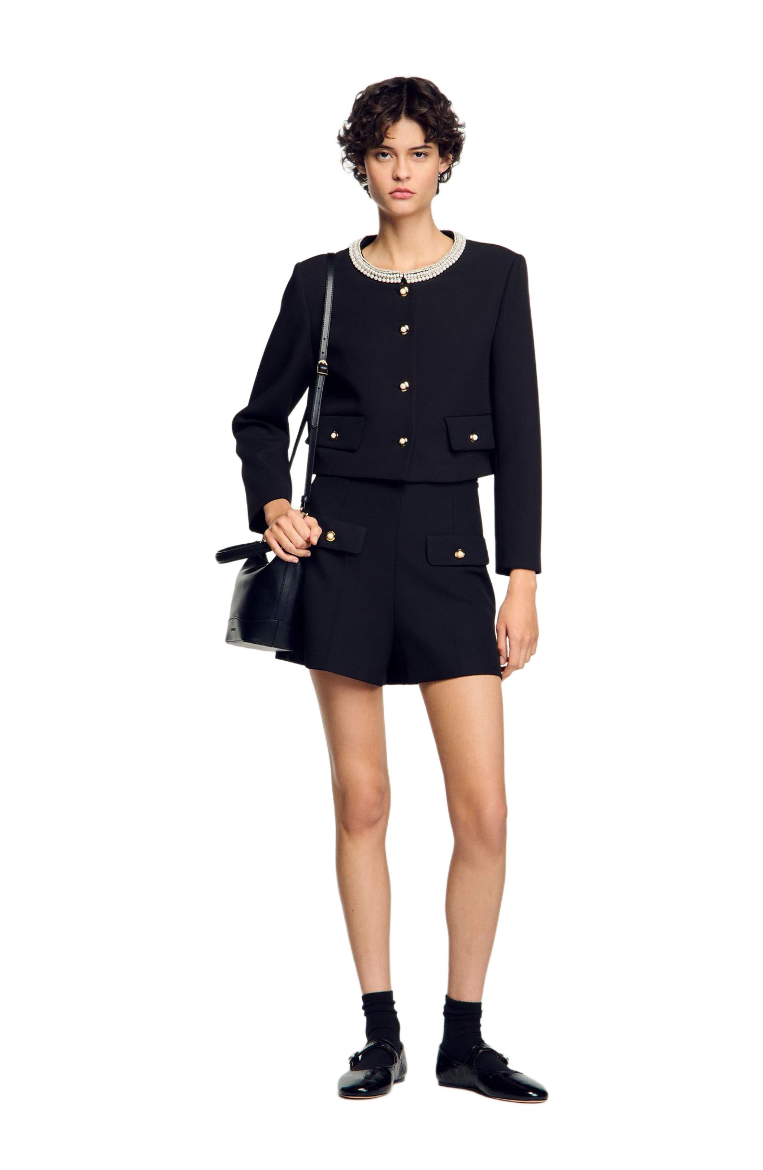 SANDRO High-waisted shorts in Black at Nordstrom - 6